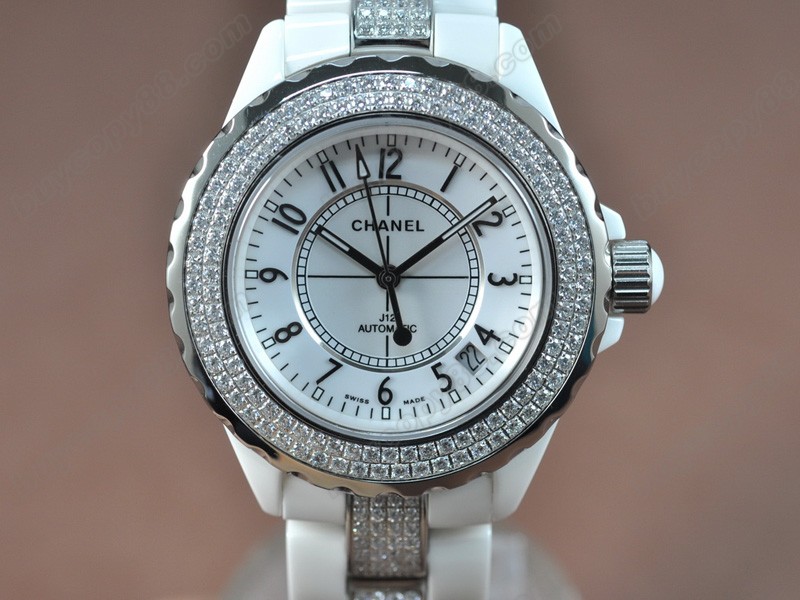 香奈儿【女性用】j12 white full ceramic dia swiss eta 2824-2 自动